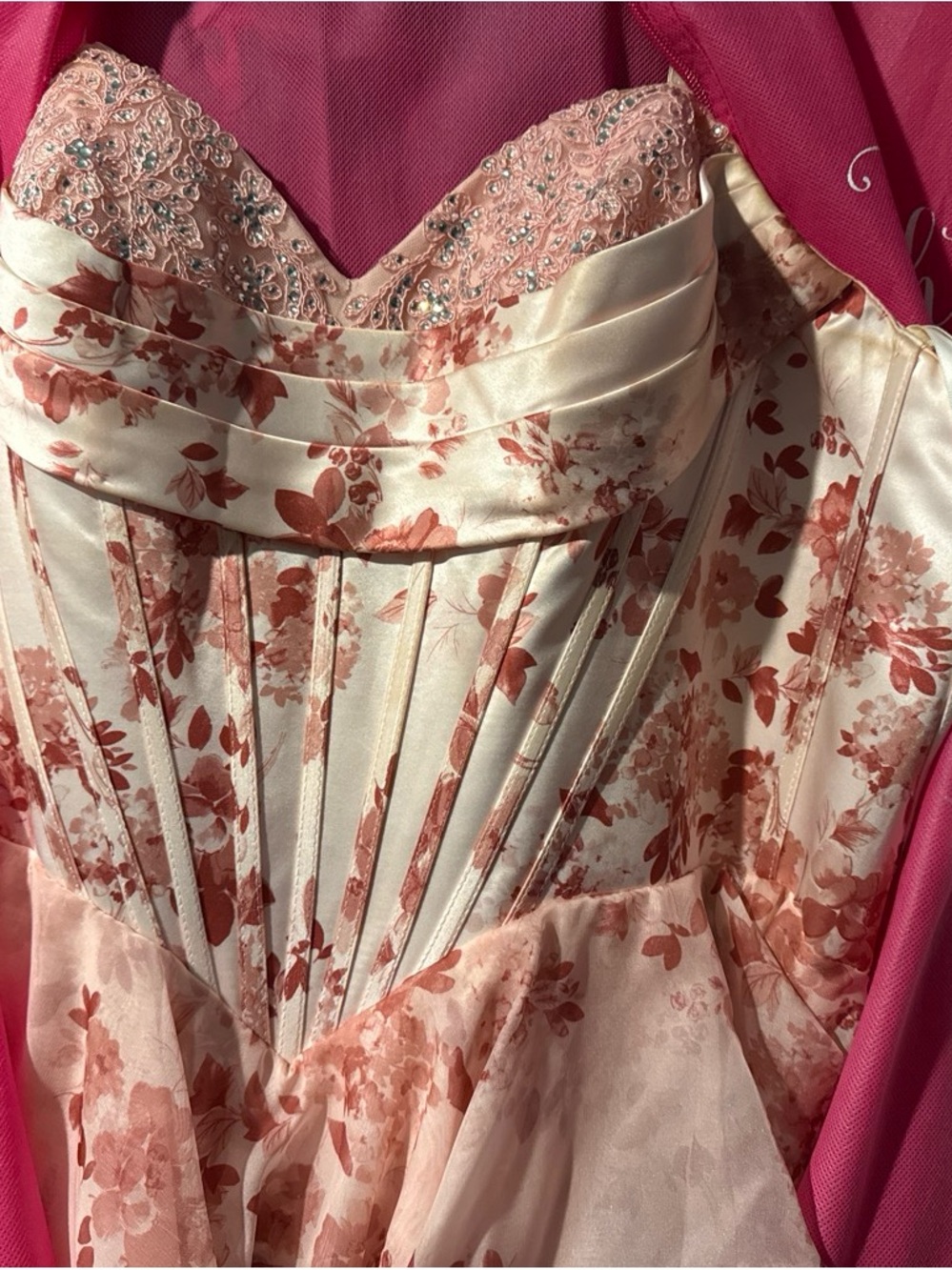 Floral Tiered Pink Maxi Skirt - Picture 3 of 3